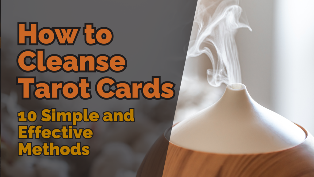 How to cleanse tarot cards: a diffuser releasing cleansing smoke, symbolizing one of the 10 simple and effective methods for resetting your deck’s energy.